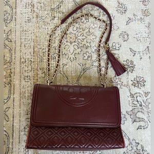 Tory Burch Fleming shoulder bag burgundy purse